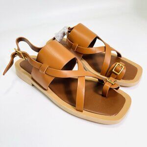 Aerosoles Women’s St. Barth Flat Sandals Comfort Cushioned Tan Leather Size 6